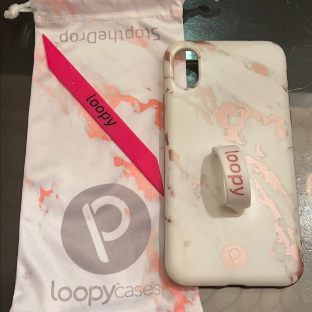 Rose Marble Metallic Loopy Case for iPhone X